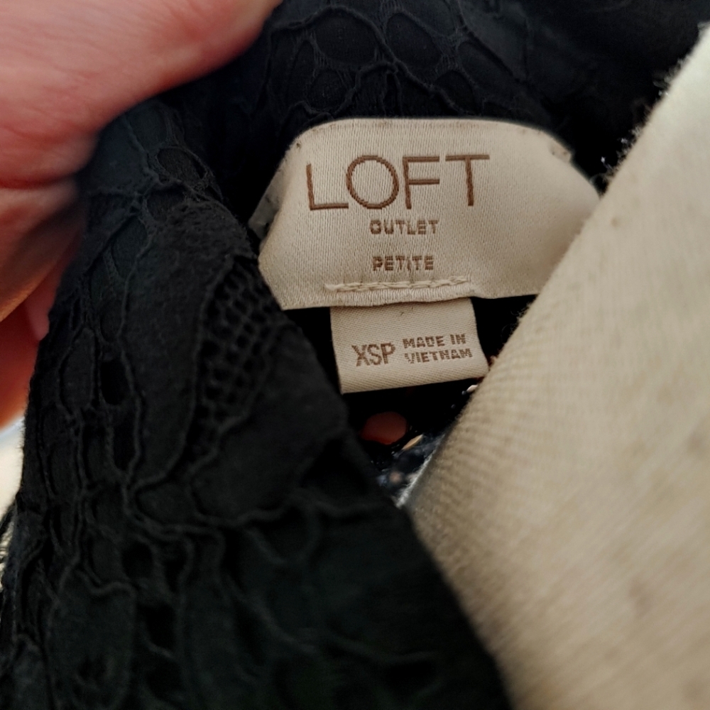 Loft Button Down Collared Top Black Lace Size Xs … - image 7